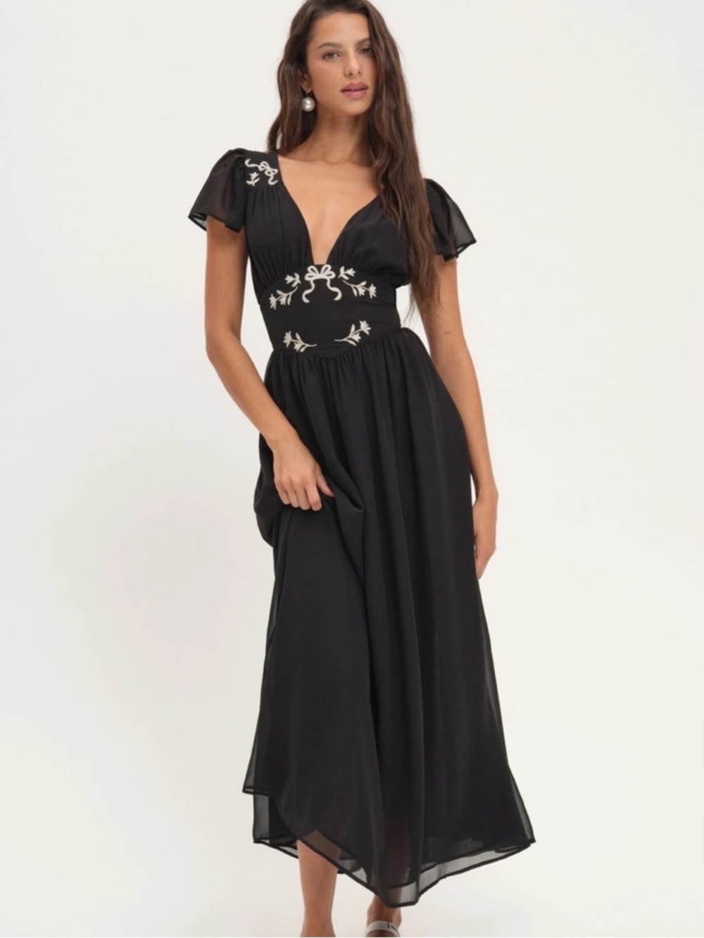 For Love & Lemons Emmie Chiffon Maxi Dress